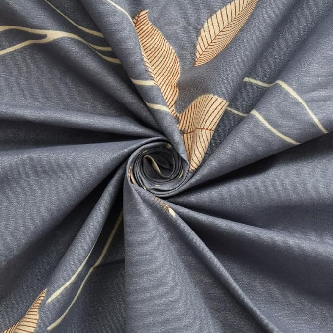 Pure Cotton Double Bedsheet Set – 90x90 Inches, Ultra Soft & Wrinkle-Free – 220 TC, Dark Grey Leaf Print with 2 Pillow Covers