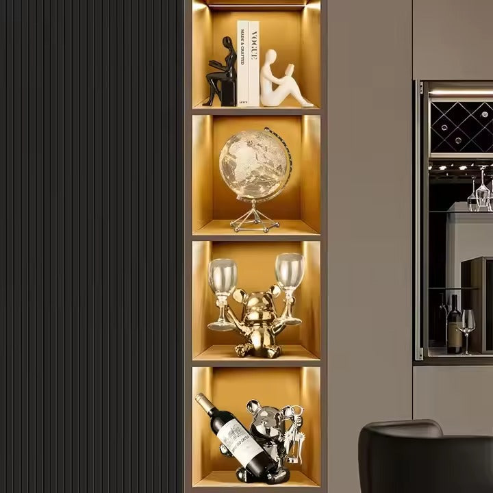 Golden Abstract Human Figurine Bookends – Modern Decorative Book Holder for Home & Office