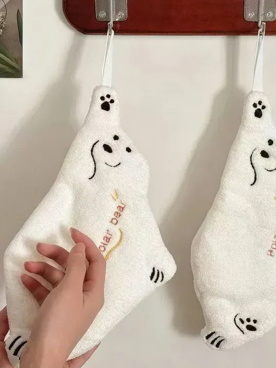 Cute Polar Bear Hand Towel – Ultra Soft & Absorbent | Ghar & Grace Home Collection