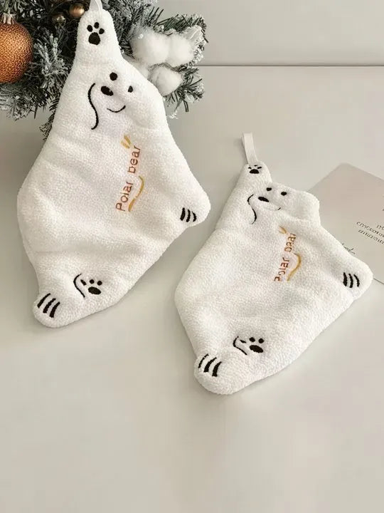 Cute Polar Bear Hand Towel – Ultra Soft & Absorbent | Ghar & Grace Home Collection