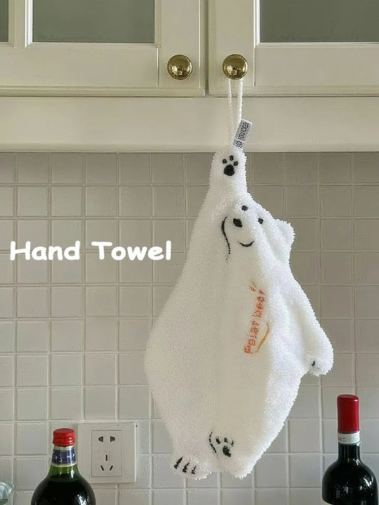 Cute Polar Bear Hand Towel – Ultra Soft & Absorbent | Ghar & Grace Home Collection